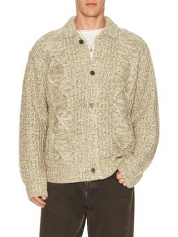 Obey - Isar Men's Button-Up Collared Knit Cardigan Beige