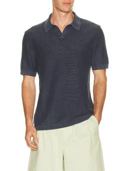 Rails - Baker Men's Lightweight Knit Collar Neck Polo T-Shirt Navy Blue