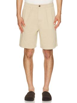 Rhythm - Double Pleat Men's Mid-Waist Twill Shorts Beige