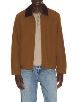 Rhythm - Canvas Men Teddy Fleece Lined Zipper Light Jacket Brown