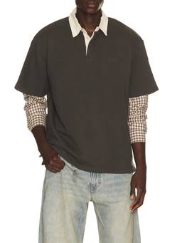 Rhythm - Koa Men's Button Placket Collar Neck Polo T-Shirt Charcoal