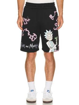 REASON - Rick And Morty Men's Fleece Lined Graphic Shorts Black