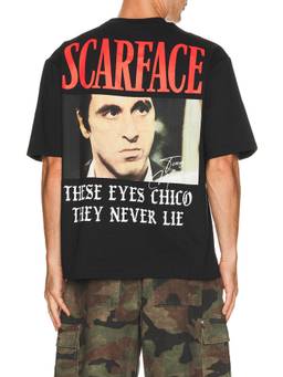 REASON - Scarface Men's Graphic Print Heavy Terry Crew Neck T-Shirt Black