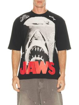 REASON - Jaws Men's Graphic Print Crew Neck T-Shirt Black