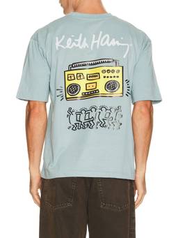 REASON - Keith Haring Men's Graphic Print Crew Neck T-Shirt Blue