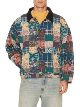 Ryoko Rain - Quilted Tapestry Men's Button-Front Work Jacket Multi-Color