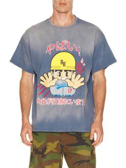 Ryoko Rain - Caution Home Run Men's Graphic Print Crew Neck T-Shirt Blue