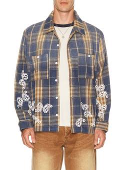 Ryoko Rain - Plaid Paisley Men's Button-Down Flannel Shirt Blue