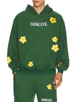 Stay Cool - Sunflower Men's Graphic Hooded Fleece Pullover Hoodie Green
