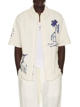 SCOTCH & SODA - Delfts Blauq Worked Out Women's Relaxed Seersucker Shirt Ivory