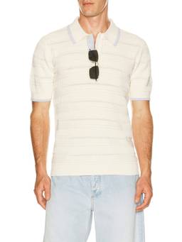SCOTCH & SODA - Structured Knitted Men's Regular Fit Polo T-Shirt Off White