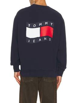 Tommy Jeans - Relaxed Wavy Flag Men's Logo Crew Neck Sweatshirt Navy Blue