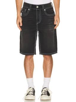 True Religion - Big T Men's Distressed Flap Pocket Denim Shorts Black
