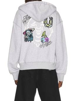 True Religion - Buddha Face Big T Men's Boxy Graphic Zip-Up Hoodie Grey