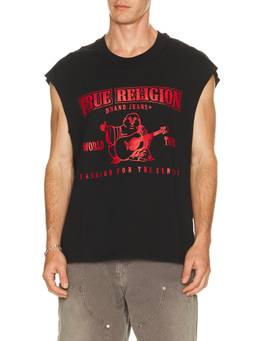 True Religion - Logo Men's Graphic Cut-Off Tank Top Black