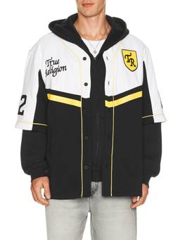 True Religion - Baseball Jersey Men Logo Detail Button-Down Shirt Multi-Color