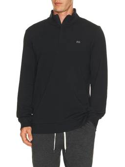 TravisMathew - Cloud 2.0 Men's Quarter Zip Ribbed Trim Sweatshirt Black