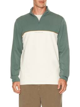 TravisMathew - Fibercloud Men's Colorblock Quarter-Zip Sweatshirt Green