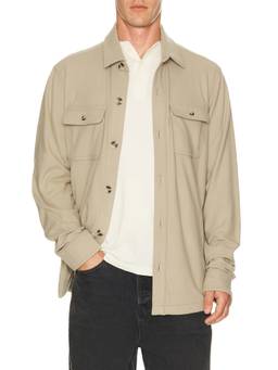 TravisMathew - Peak Fleece Men's 4-Pocket Button-Front Shirt Jacket Beige