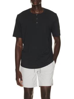 TravisMathew - Cloud Men's Henley Neck Button Placket T-Shirt Black