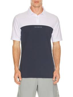 TravisMathew - Featherweight Colorblock Men's Logo Detail Polo T-Shirt Navy Blue