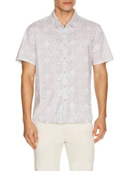 Vintage Summer - Performance Tech Men Printed Short Sleeve Button-Down Shirt Beige