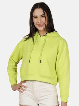 Freehand - Light Green Hooded Crop Sweatshirt