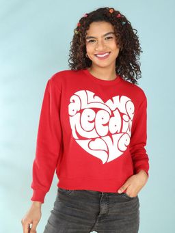 Freehand - Red and White Printed Sweatshirt