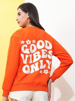 Freehand - Orange and White Back Printed Sweatshirt