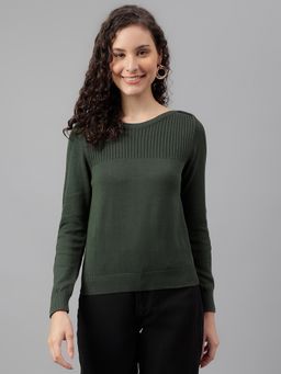 Latin Quarters - Olive Full Sleeve Round Neck Solid Regular Casual Sweatshirt