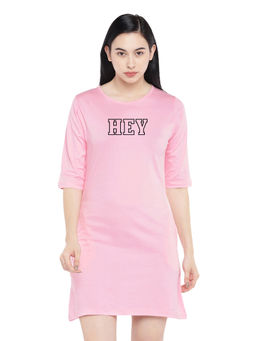 Status Mantra - Women Pink Typography T-shirt Mini Dress