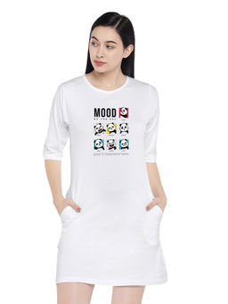 Status Mantra - Women White Typography T-shirt Mini Dress