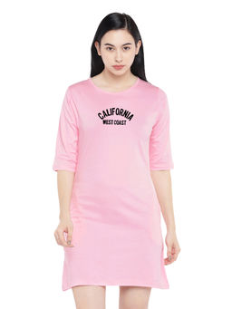 Status Mantra - Women Pink Typography T-shirt Mini Dress