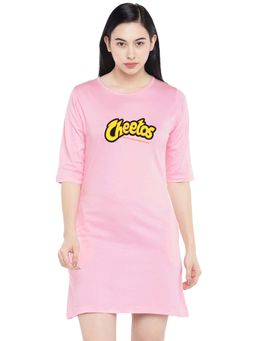 Status Mantra - Women Pink Typography T-shirt Mini Dress