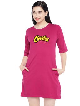 Status Mantra - Women Pink Typography T-shirt Mini Dress
