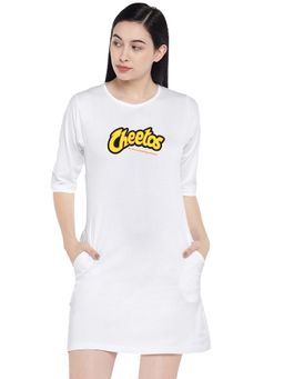 Status Mantra - Women White Typography T-shirt Mini Dress