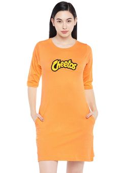 Status Mantra - Women Yellow Typography T-shirt Mini Dress