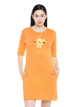 Status Mantra - Women Yellow Graphic T-shirt Mini Dress