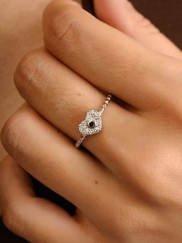 METALM - Heart Evil Eye Dainty Ring in 925 Silver