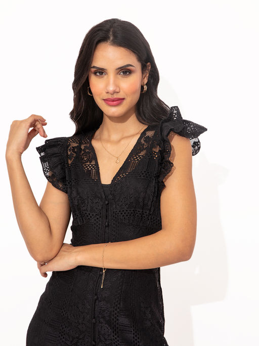 chinese dress ladies Starla All-Lace Maxi Dress in Black *Final-Sale*  Worth Collective