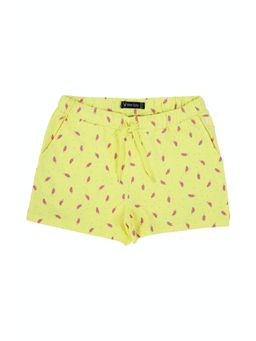 Allen Solly Junior - Girls Yellow Printed Shorts
