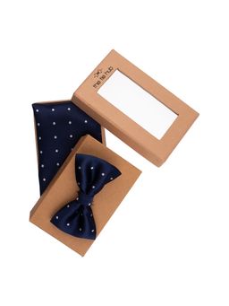 The Tie Hub - Blue Polka Bow Tie For Men And Pocket Square Gift