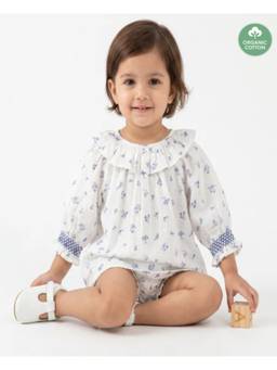 SWEETLIME BY AS - Blue Floral Printed Top with A Bloomer (Set of 2)