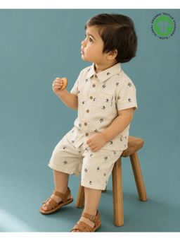SWEETLIME BY AS - Beige Cotton Printed Shirt and Short