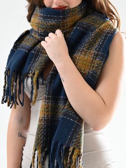 CAZZANO - Navy Blue Checks Stole