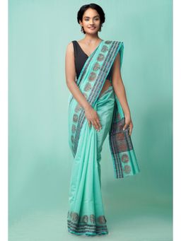 Unnati Silks - Turquoise Blue Bangalore Sico Saree with Unstitched Blouse
