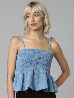 ONLY - Women Textured Blue Top
