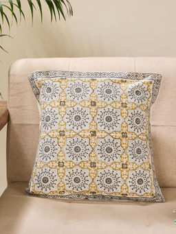 Fabindia - Grey Cotton Hand Block Printed Cushion Cover 40x40 (16x16 Inches)