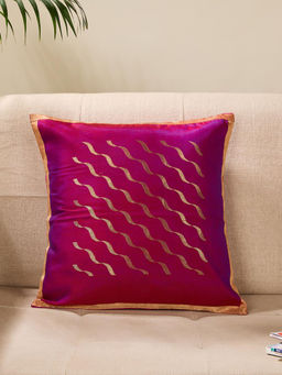 Fabindia - Pink Cotton Silk Woven Nurvi Chanderi Cushion Cover 40x40 (16x16 Inches)