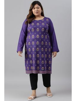 W - Purple Floral Winter Kurta